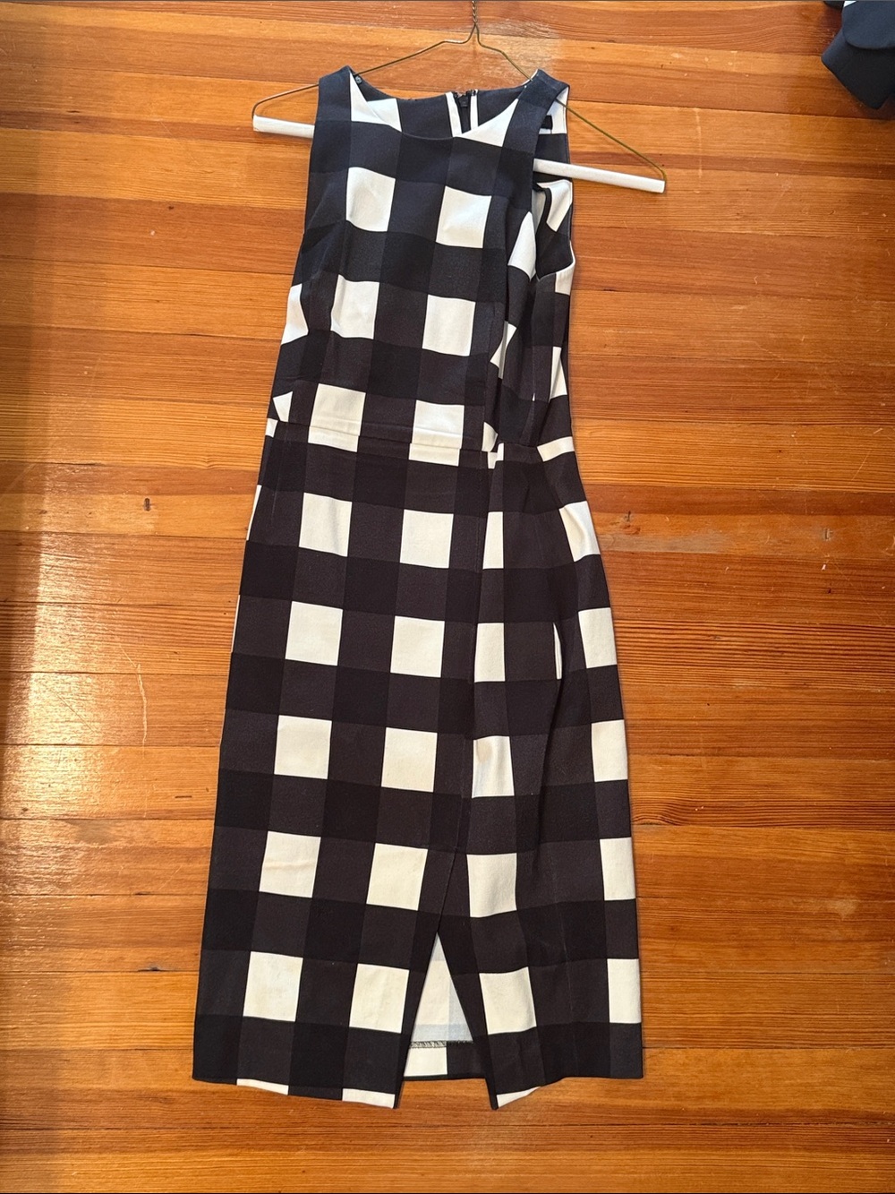 Banana Republic Black & White Check Sleeveless Midi Dress